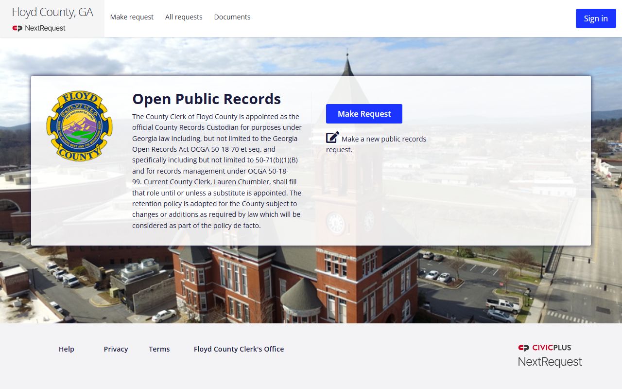 Floyd County open records request portal for jail arrest records