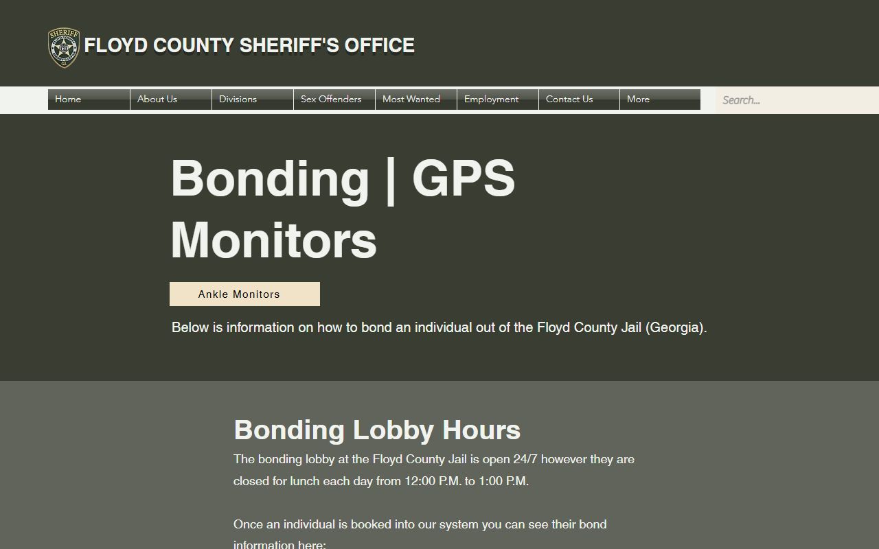 Floyd County Jail bonding and inmate release rules