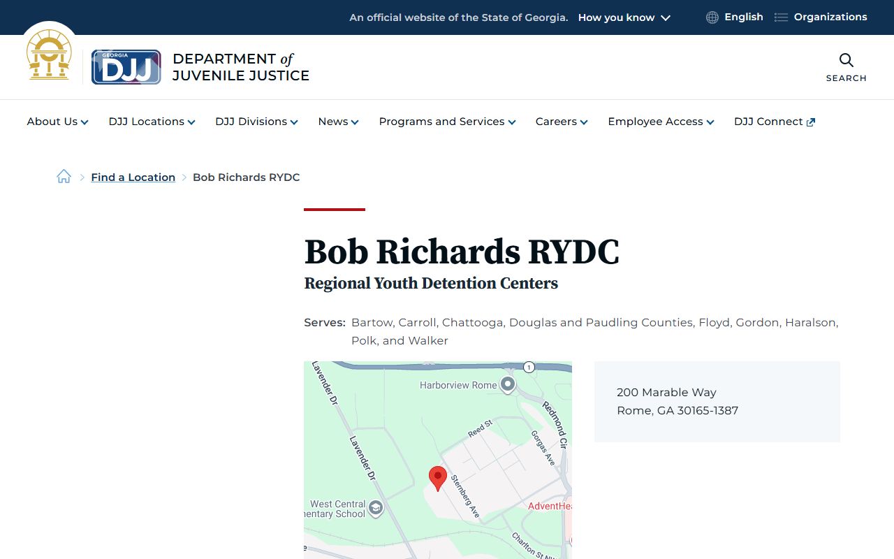 Bob Richards Regional Youth Detention Center juvenile record access in Floyd County